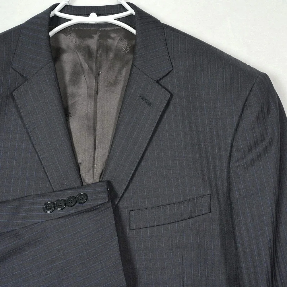 Versace Collection Mens Charcoal Pinstripe Virgin Wool Blazer Jacket Size 42R